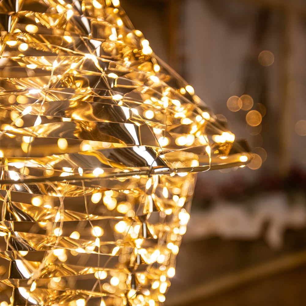 The Christmas Centre 1900 Warm White LED Micro Lights Pre-Lit Gold Laser Lit Lamp Post 230cm Image 2