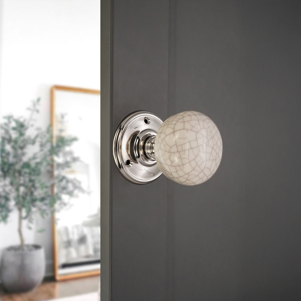 Spira Brass Polished Nickel Ceramic Mortice Door Knob 2 Pack Image 2