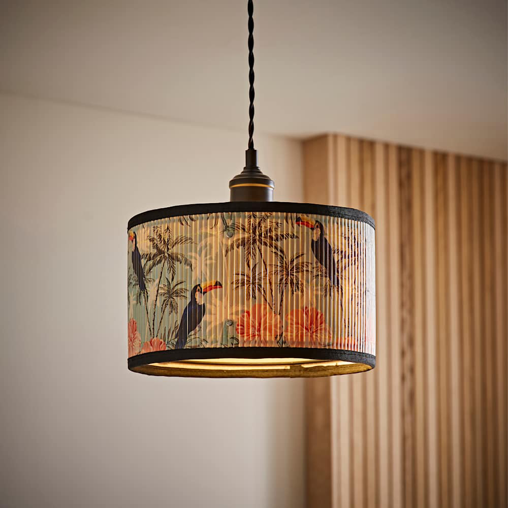 ValueLights Daintree Pastel Jungle Bamboo Drum Small Ceiling Lamp Shade Image 3