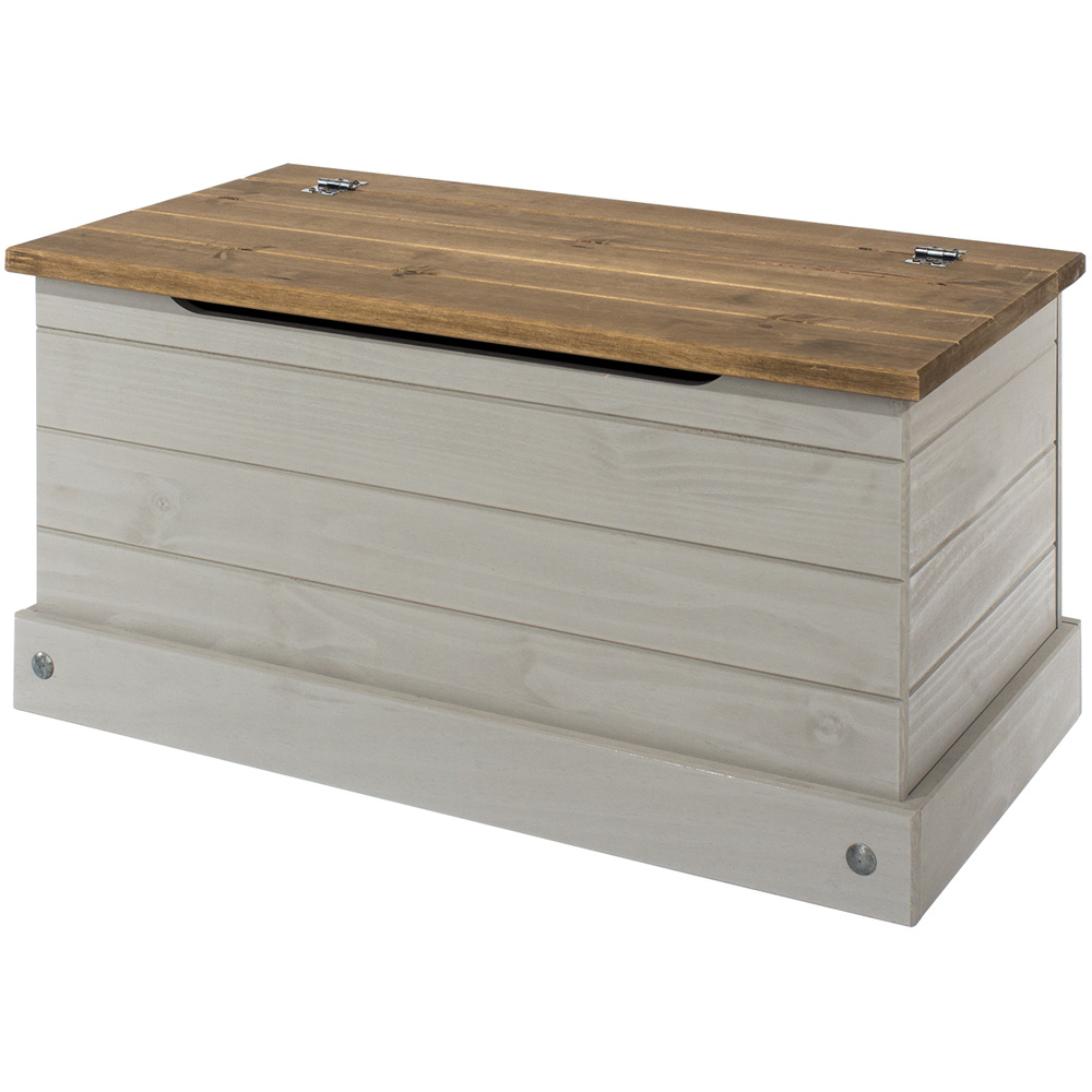 Corona Grey Washed Wax Finish Storage Trunk Image 3