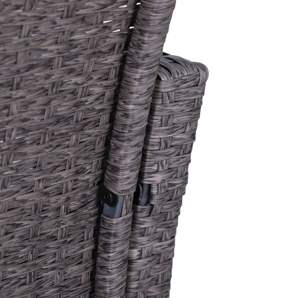 Outsunny 2 Seater Dark Grey Striped Rattan Lounge Set with Footstools Image 3