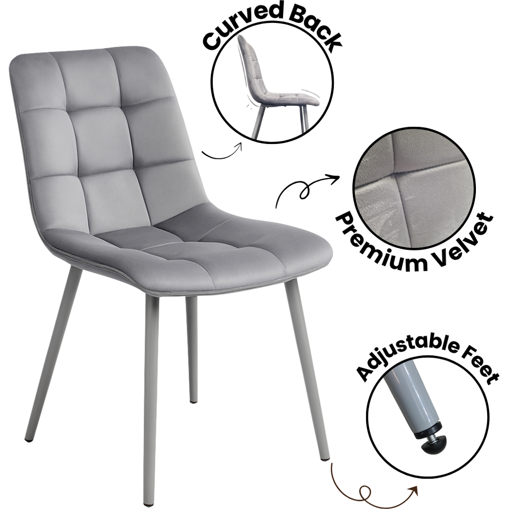 Portland 5 Seater Velvet Wooden Dining Set with Bench Oak Effect Grey and Black Image 7