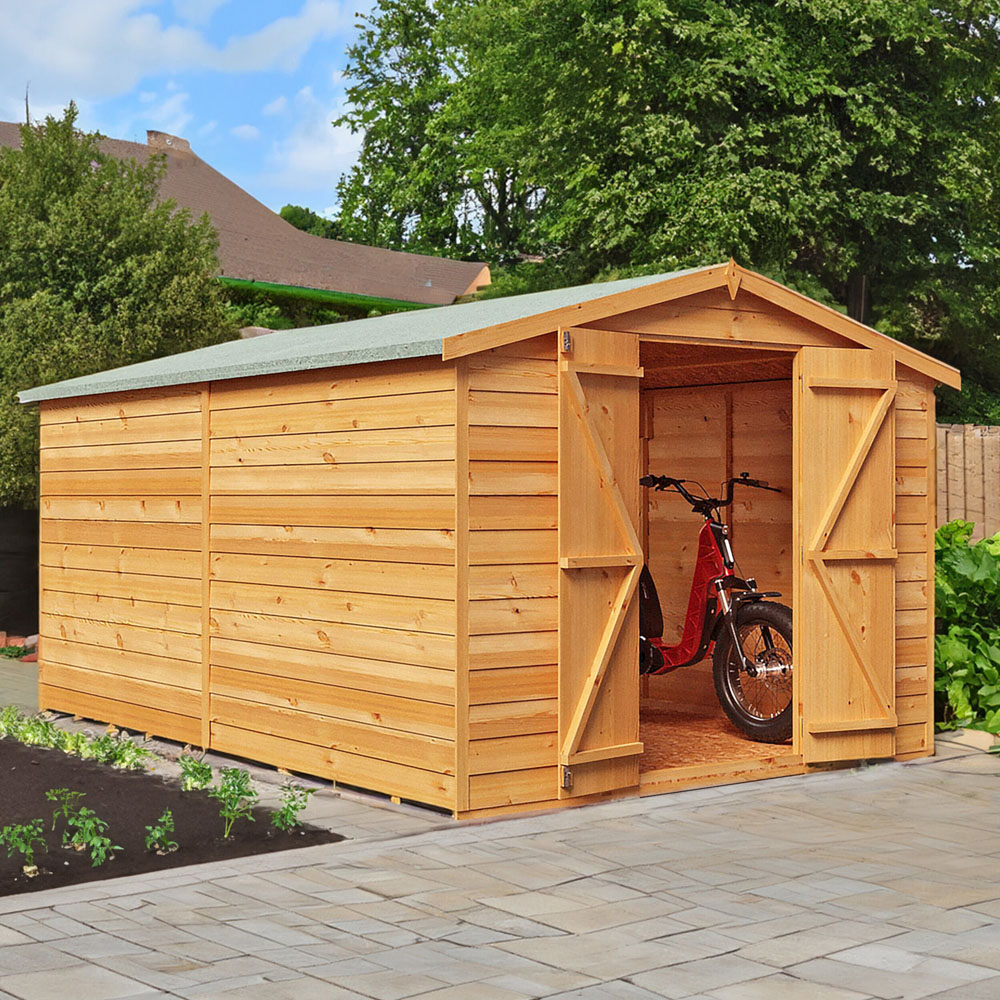 Shire 12 x 8ft Double Door Overlap Apex Wooden Shed Image 1