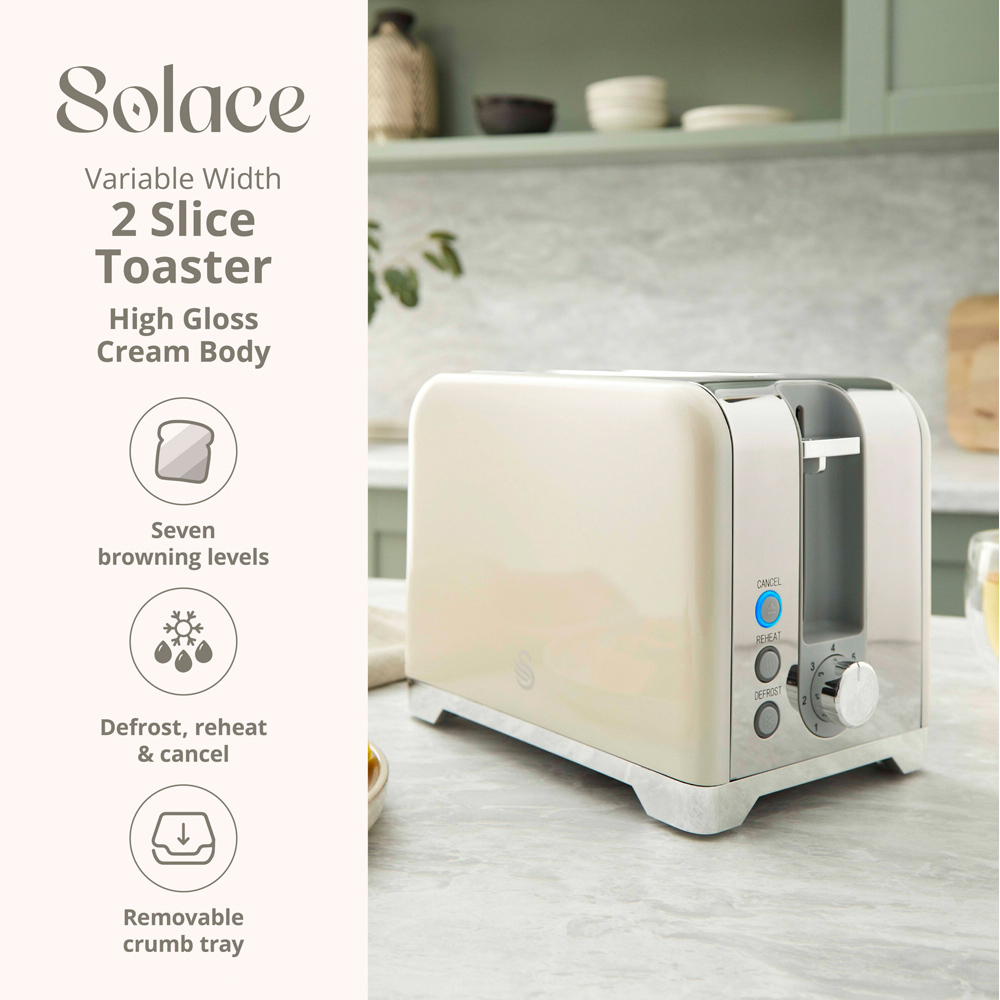 Swan Solace Cream 2 Slice Toaster Image 3