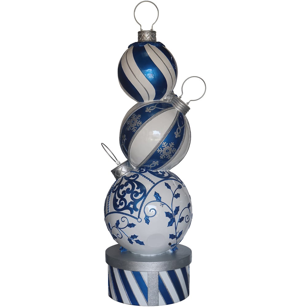 The Christmas Centre Blue and White LED Bauble Stack Decoration 150cm Image 3