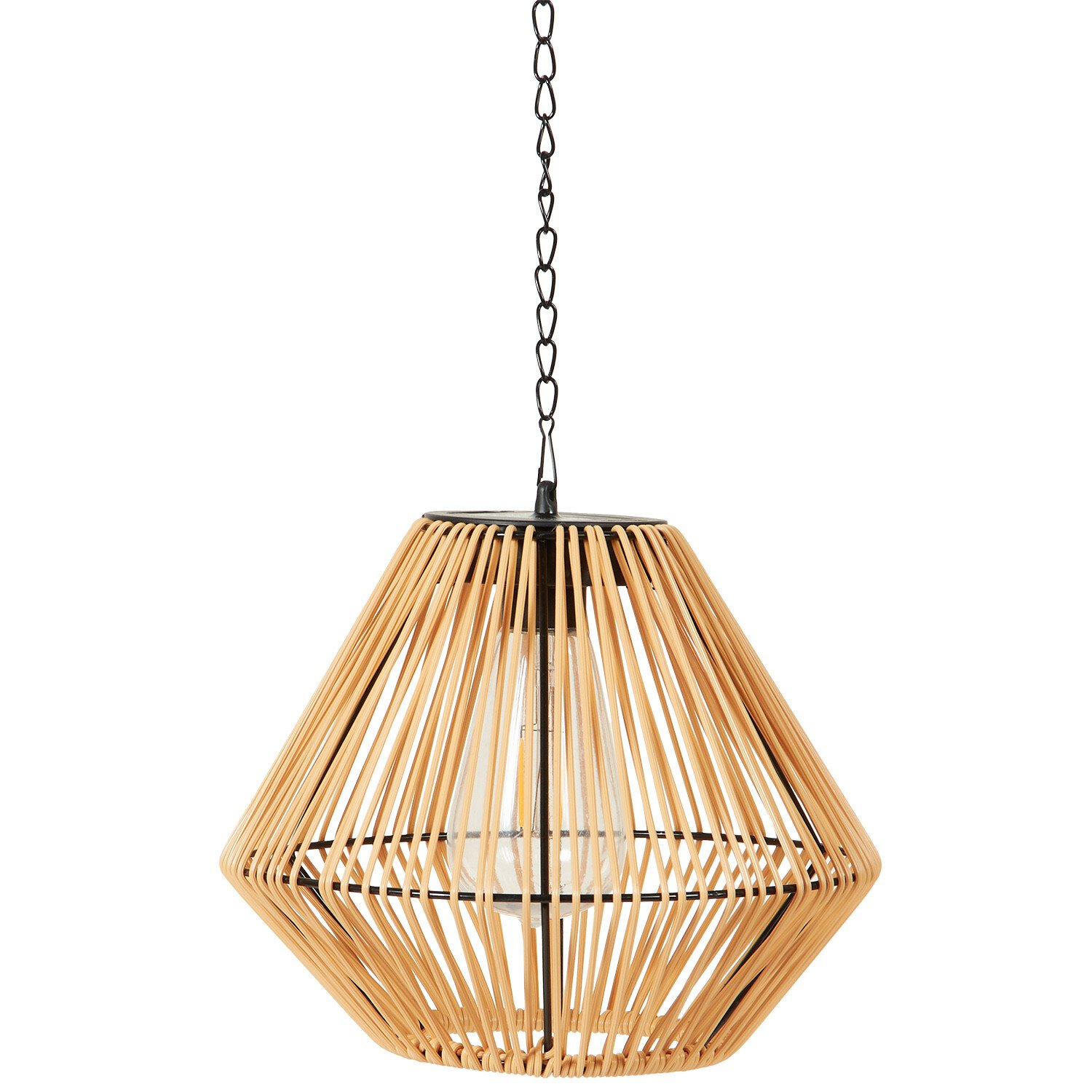 Solar Wicker Hanging Light - Brown Image 1