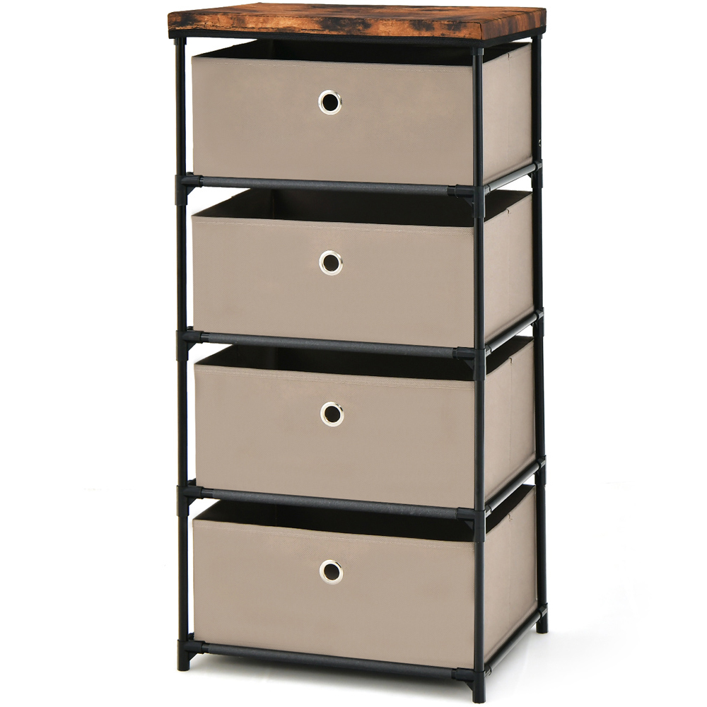 Costway 4 Drawer Coffee Fabric Dresser with Metal Frame Image 3