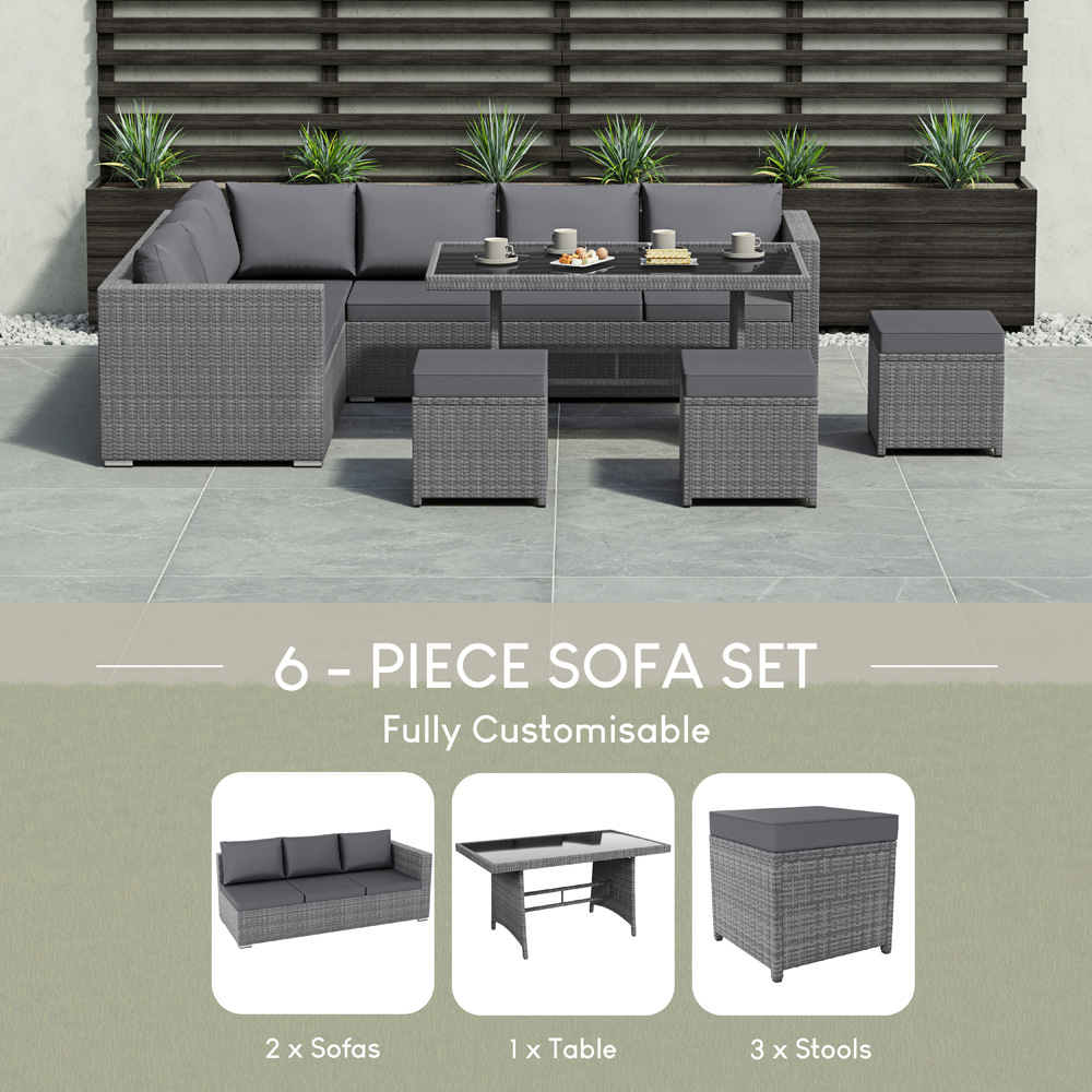 GARDEN VIDA Belgrave Rattan Effect 9 Seater Garden Dining Set Grey Image 6