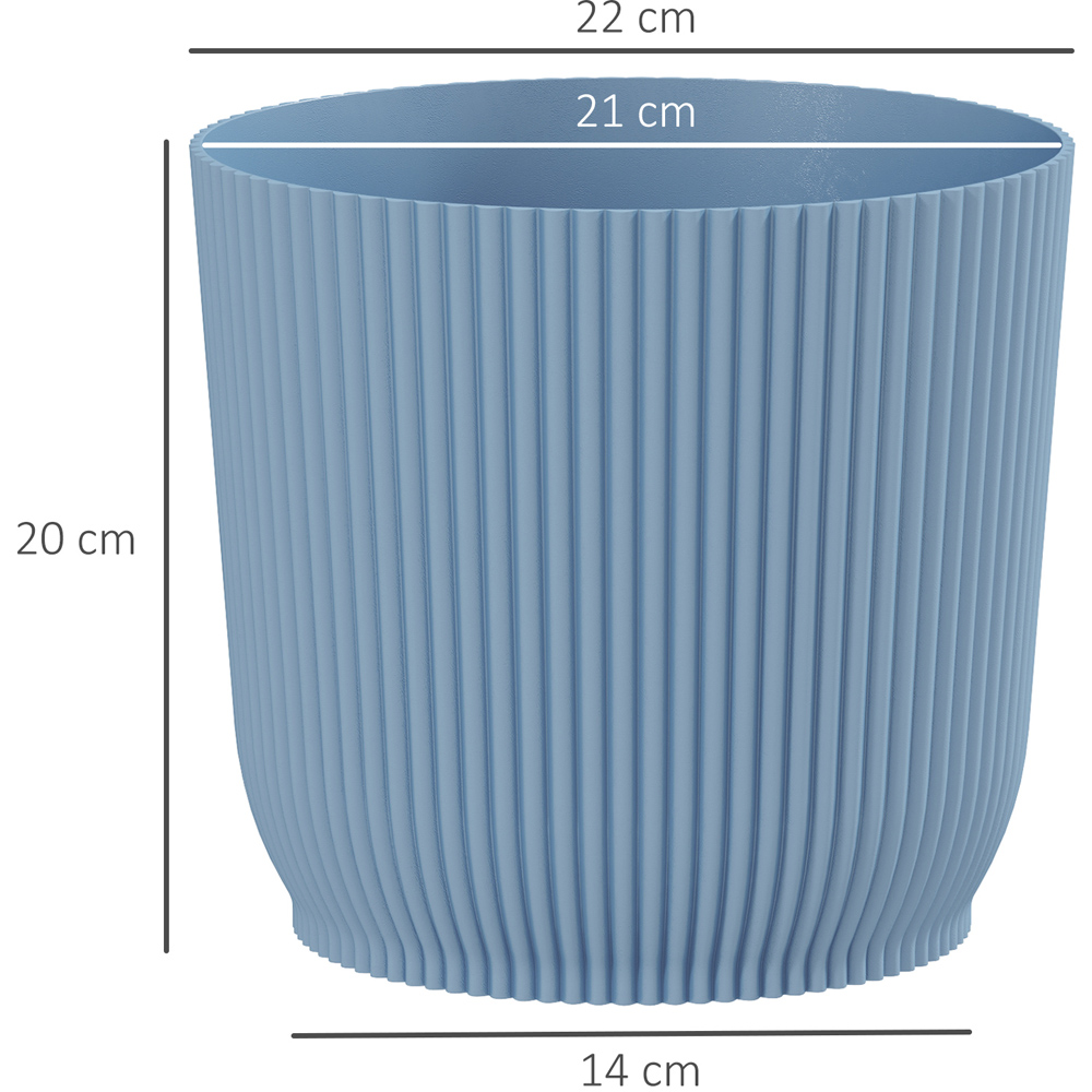 Outsunny Blue Round Outdoor Plant Pot 22cm 2 Pack Image 7