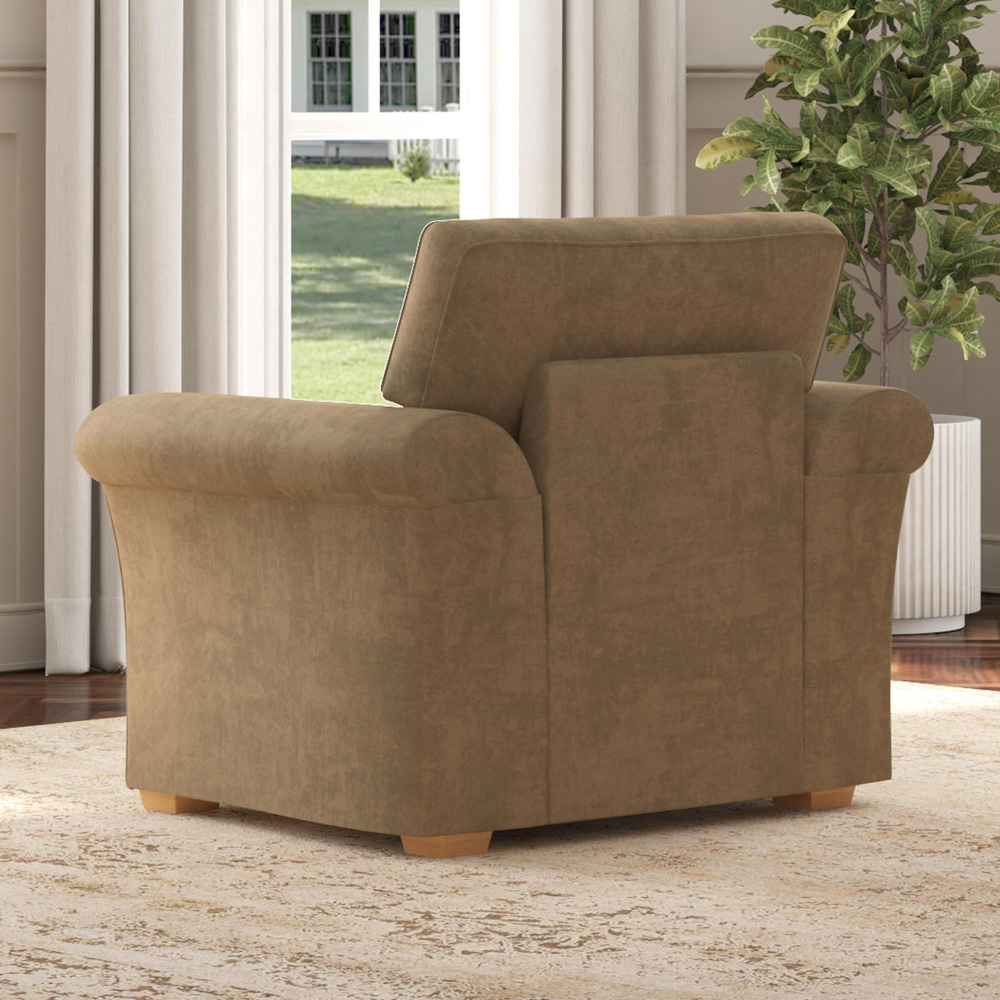 Castleacre Mink Plush Velvet Fixed Back Armchair Image 6