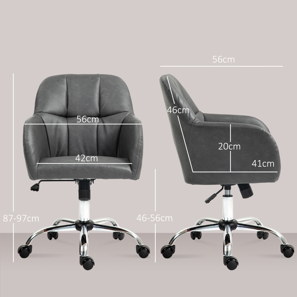 Portland Grey PU Leather Swivel Office Chair Image 9