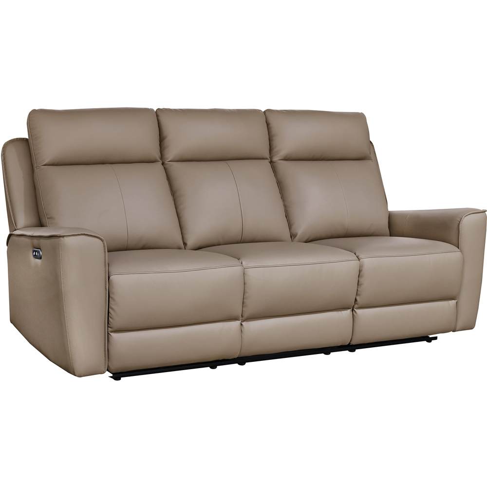 Aspire Elmhurst Mushroom Leather 6 Seater Power Recliner Sofa Suite Image 4