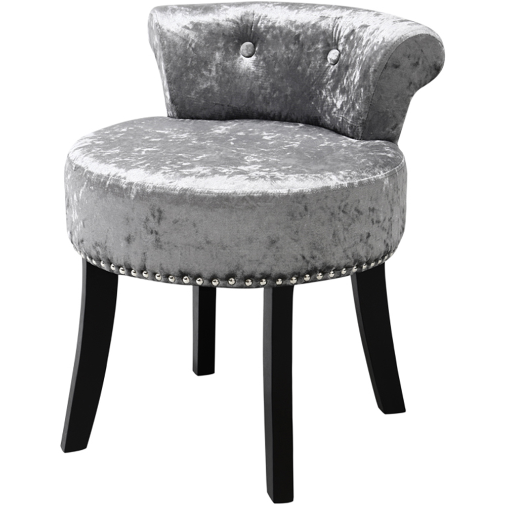 Living and Home Silver and Grey Ice Velvet Button Tufted Vanity Chair Image 2
