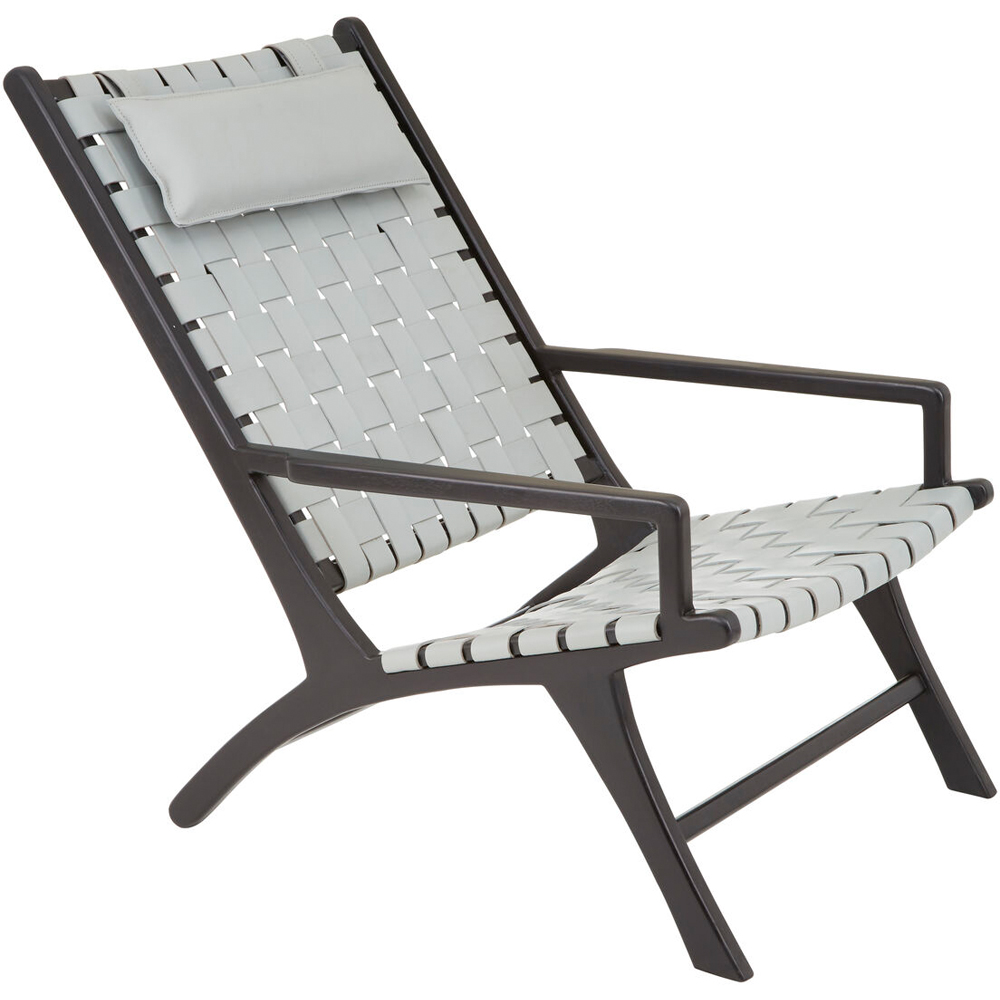 Premier Housewares Kendari Grey Woven Leather Strap Chair Image 2