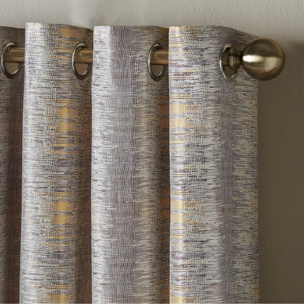 Alan Symonds Flections Ochre Jacquard Shimmering Lined Ring Top Eyelet Curtains 117 x 183cm Image 2