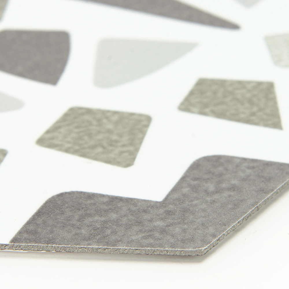 Floorpops Ribera Grey and White Peel and Stick Hexagon Floor Tile 26.4 x 22.86cm 10 Pack Image 4