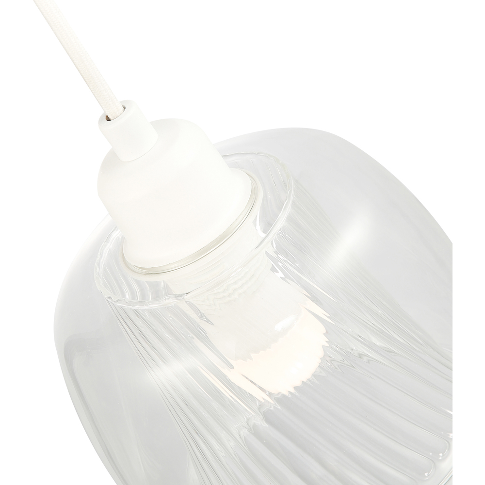 Happy Homewares Double Clear Glass Rounded Inner Ribbed Detail Pendant Shade Image 5