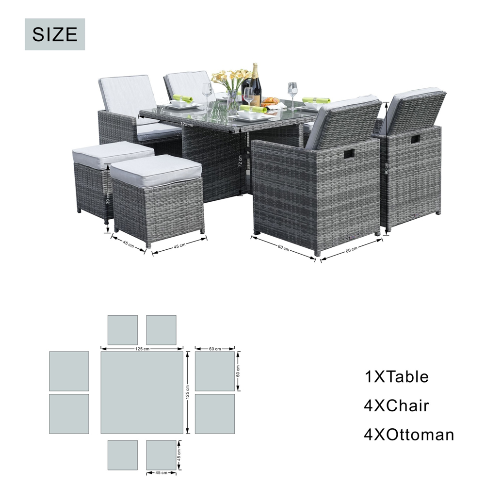 Direct wicker Grey 8 Seater Rattan Garden Dining Set Image 7