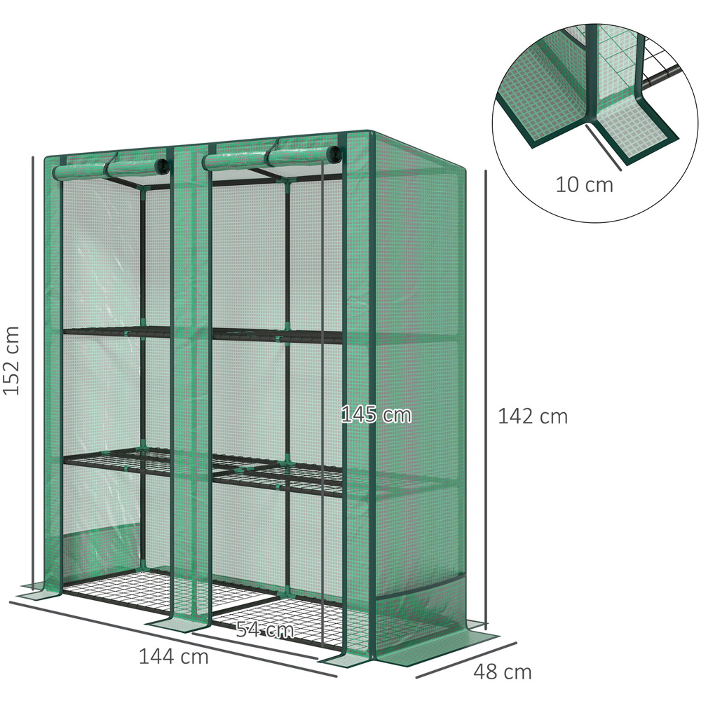 Outsunny 3 Tier Green Lean To 4.9 x 4.7ft Mini Greenhouse Image 9