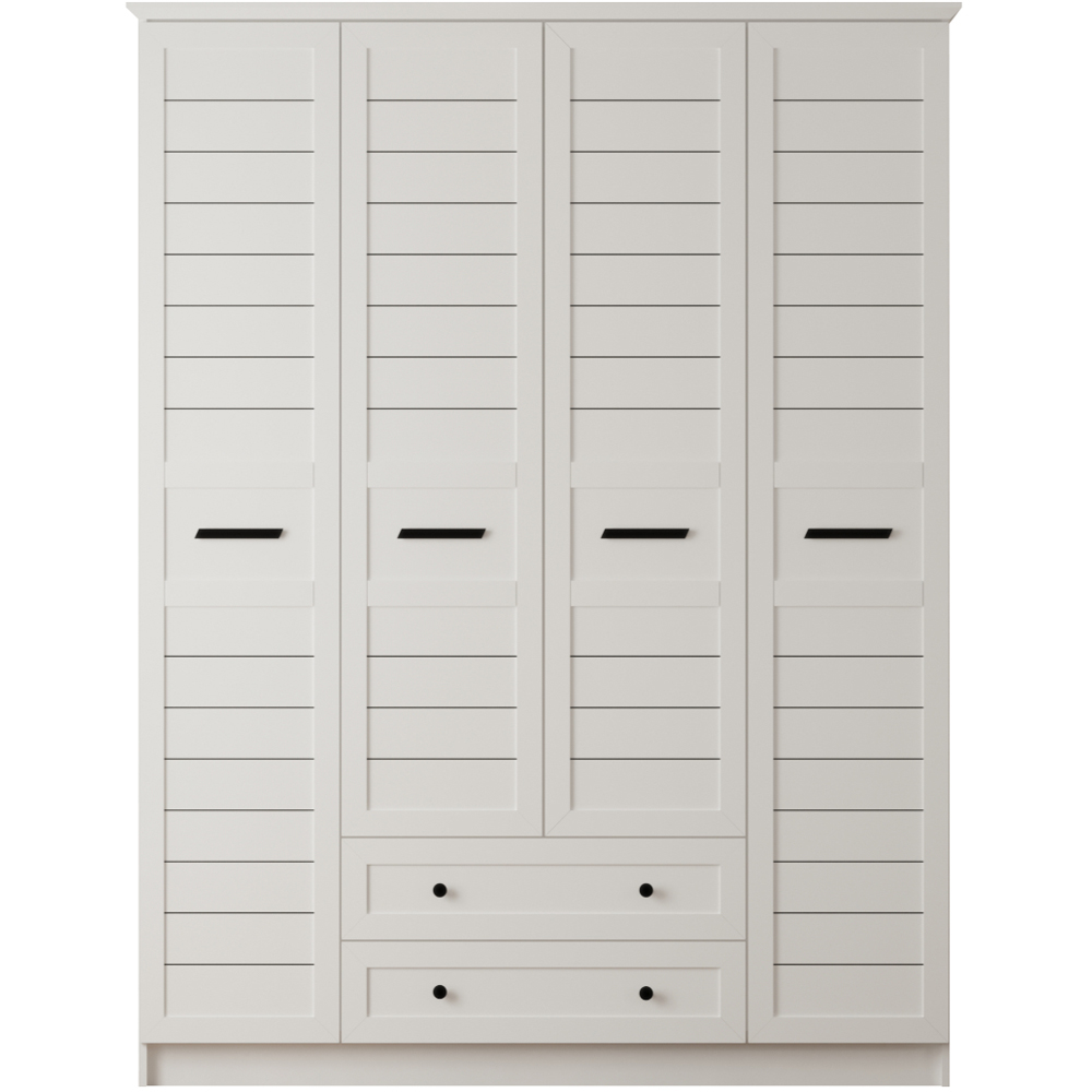 Evu VENICE 4 Door 2 Drawer Soft White Wardrobe Image 3