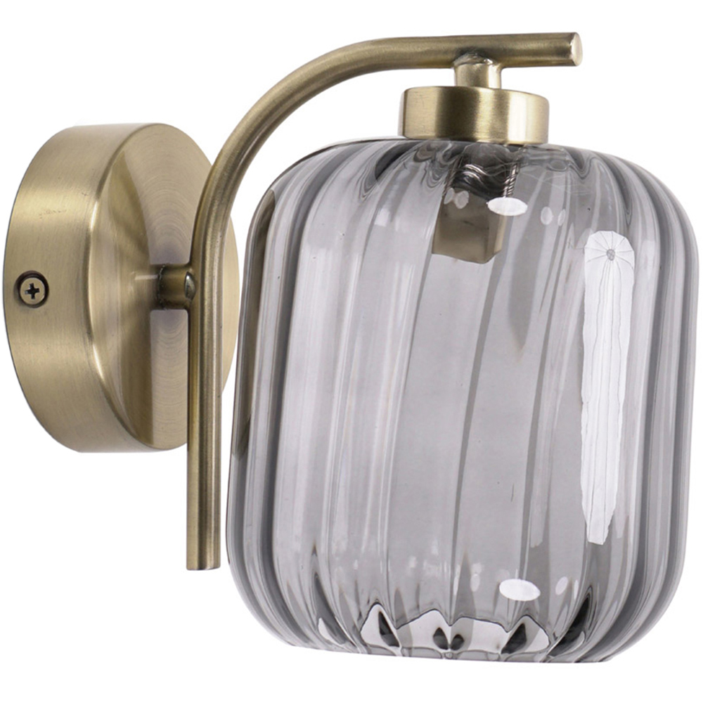 ValueLights Amelie Ribbed Glass Gold Stem LED Wall Lamp Image 1