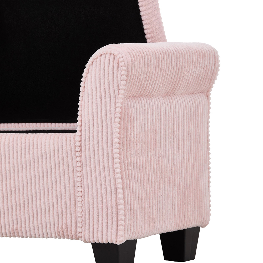 Living and Home Pink Corduroy Storage Bench with Lift-Up Lid Image 6