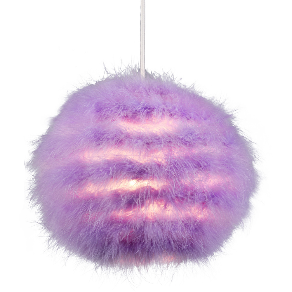 Happy Homewares Soft Lilac Feather Decorated Pendant Shade Small Image 2