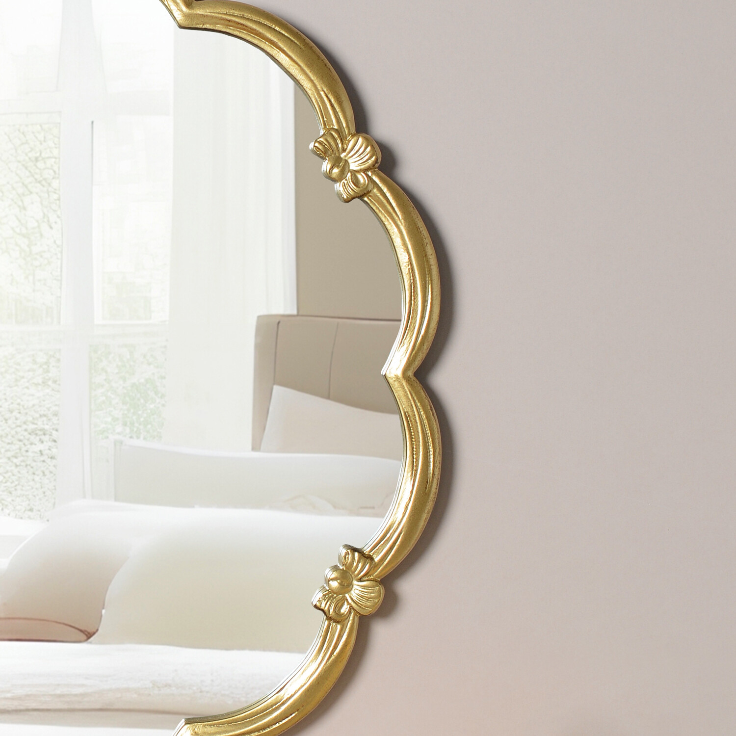 Antique Scalloped Bow Mirror Gold Image 2