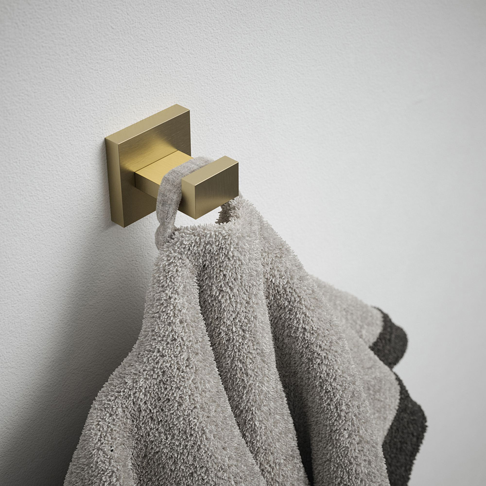 Rothley Satin Brass Square Robe Hook Image 2