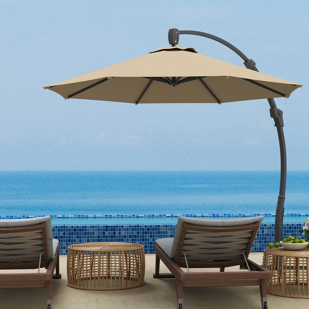 Outsunny Khaki Crank and Tilt Cantilever Parasol 3m Image 2