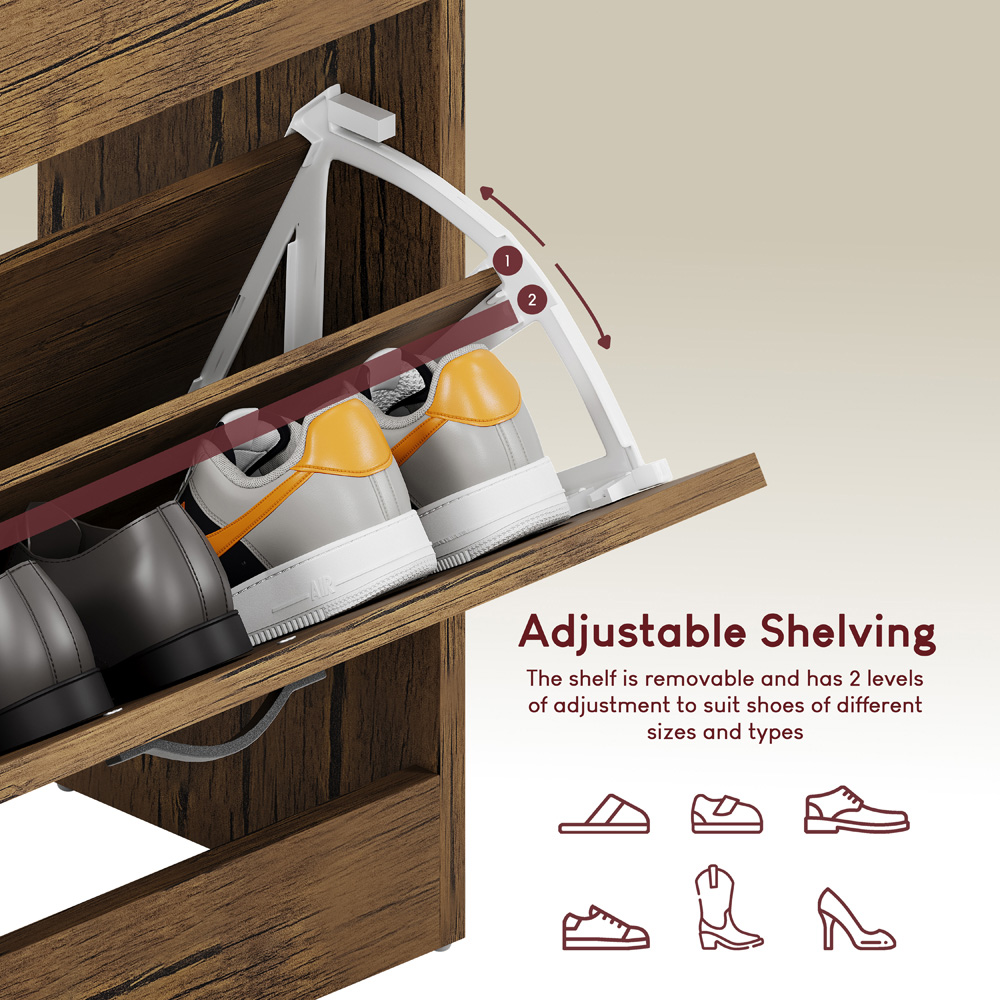 Vida Designs 3 Drawer Antique Brown Shoe Cabinet Image 7