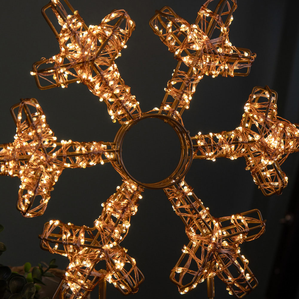 Samuel Alexander 720 Warm White LED Rose Gold Light Up Christmas Snowflake on Metal Stand 45cm Image 3