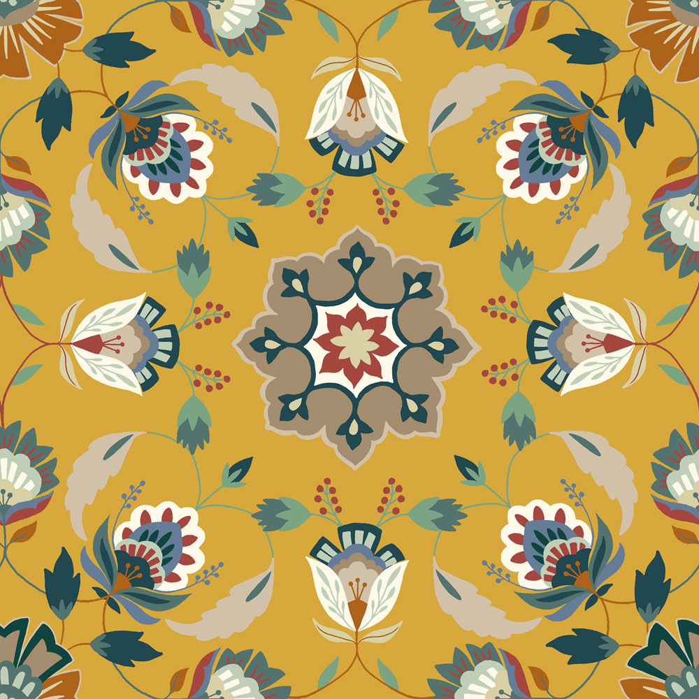 furn. Folk Flora Double Ochre Duvet Set Image 6