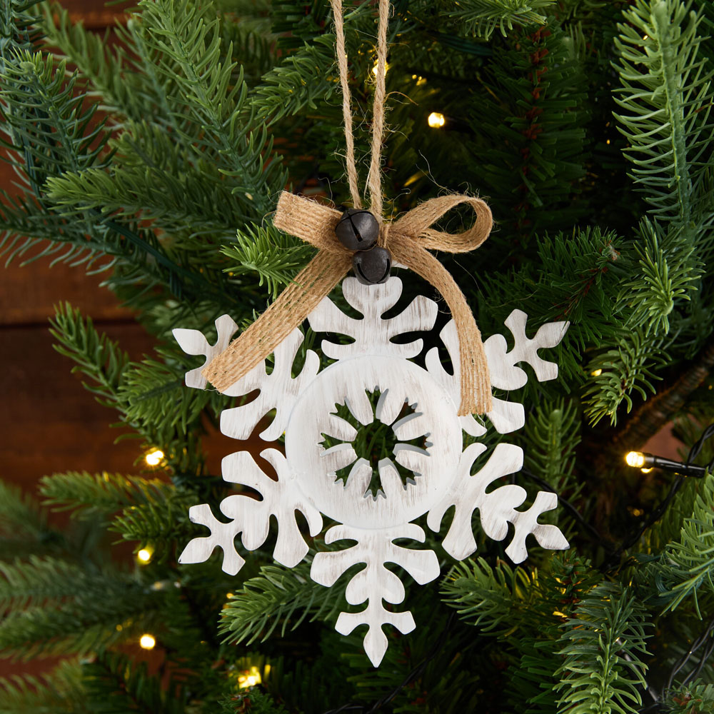 Metal Snowflake Hanging Decoration - White Image 2