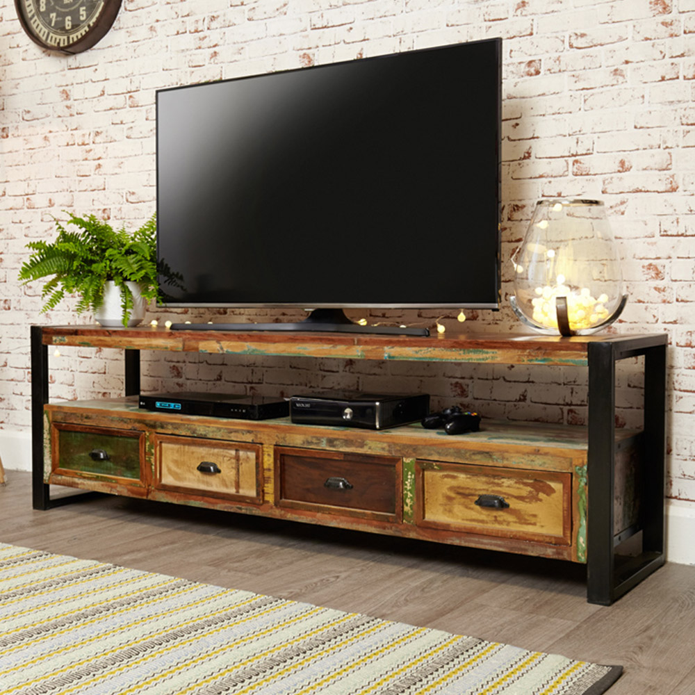 Baumhaus Urban Chic 4 Drawer Single Shelf Widescreen TV Unit Image 2