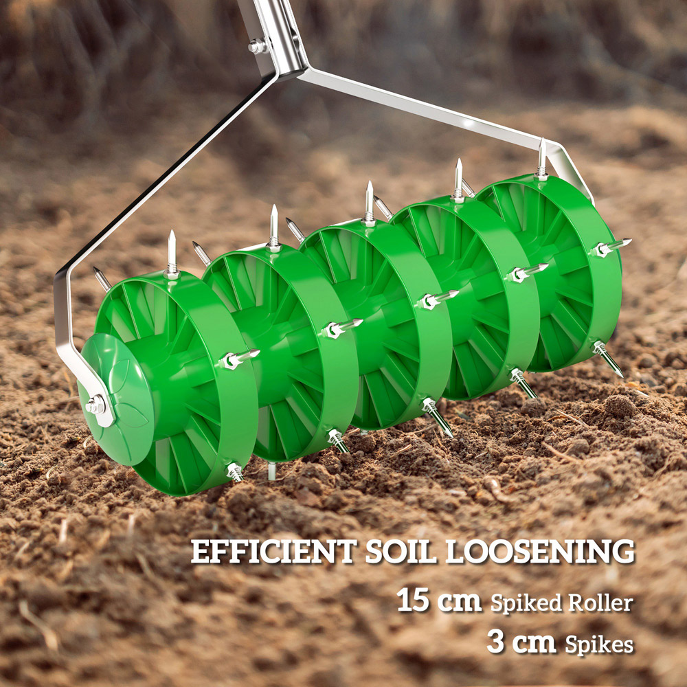 Outsunny Green Spike Roller with 3 Piece Handle and T Bar Grip 15cm Image 8