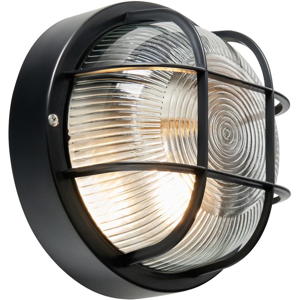 Coast Muna Black Round Caged Bulkhead Wall Light Image 3