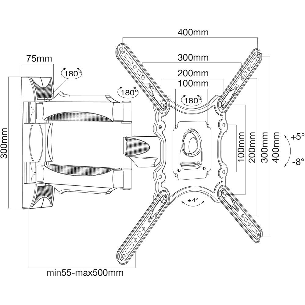 TTAP 17 to 55inch Full Motion TV Bracket Image 5
