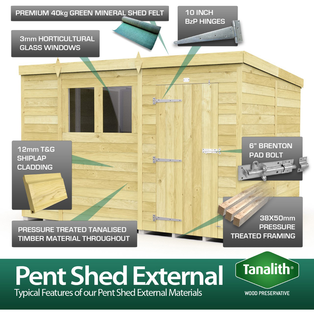 DIY Sheds 19 x 7ft Tongue and Groove Timber Pent Security Garden Shed Image 8