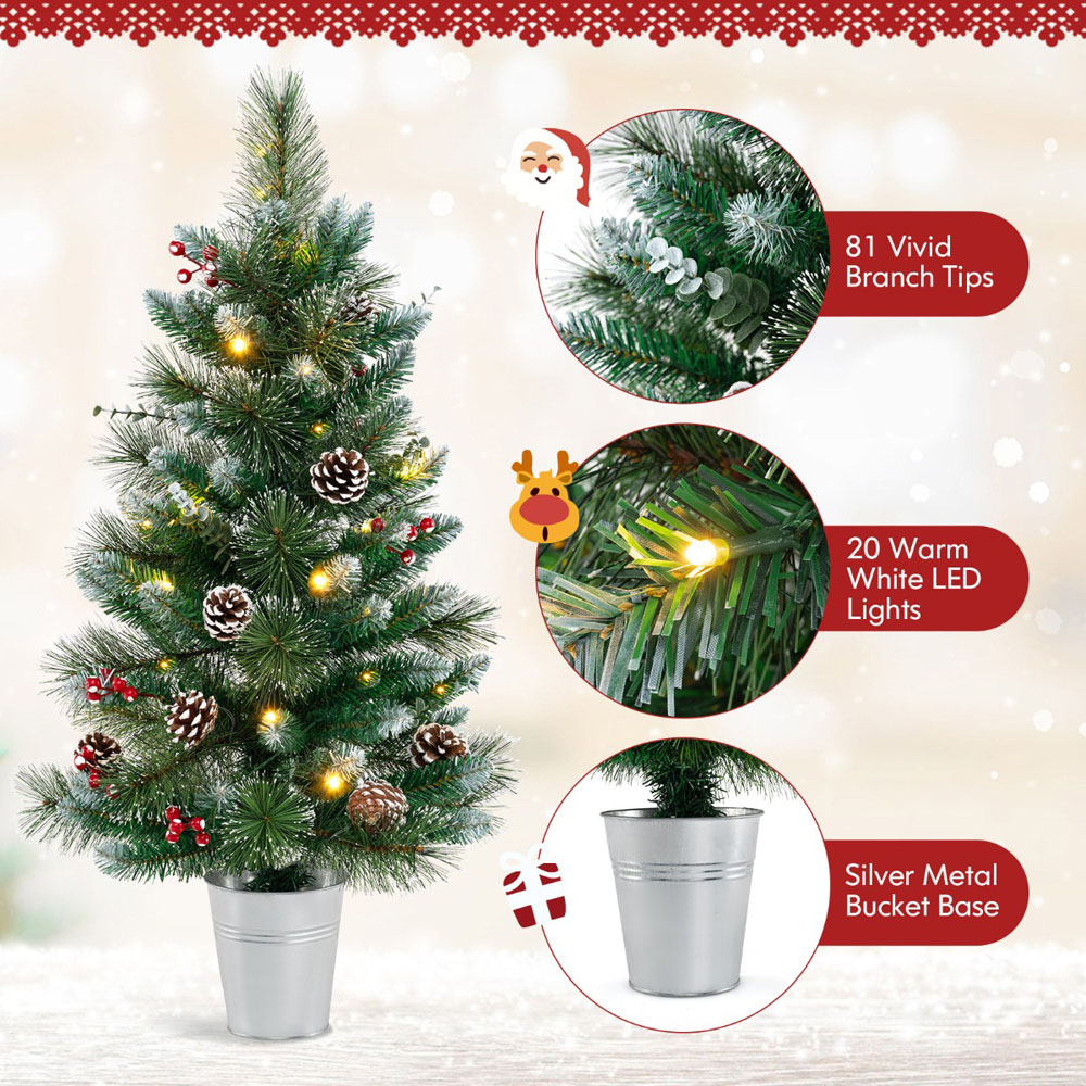Costway 20 Warm White LED Pre-Lit Artificial Christmas Tree 3ft Image 4