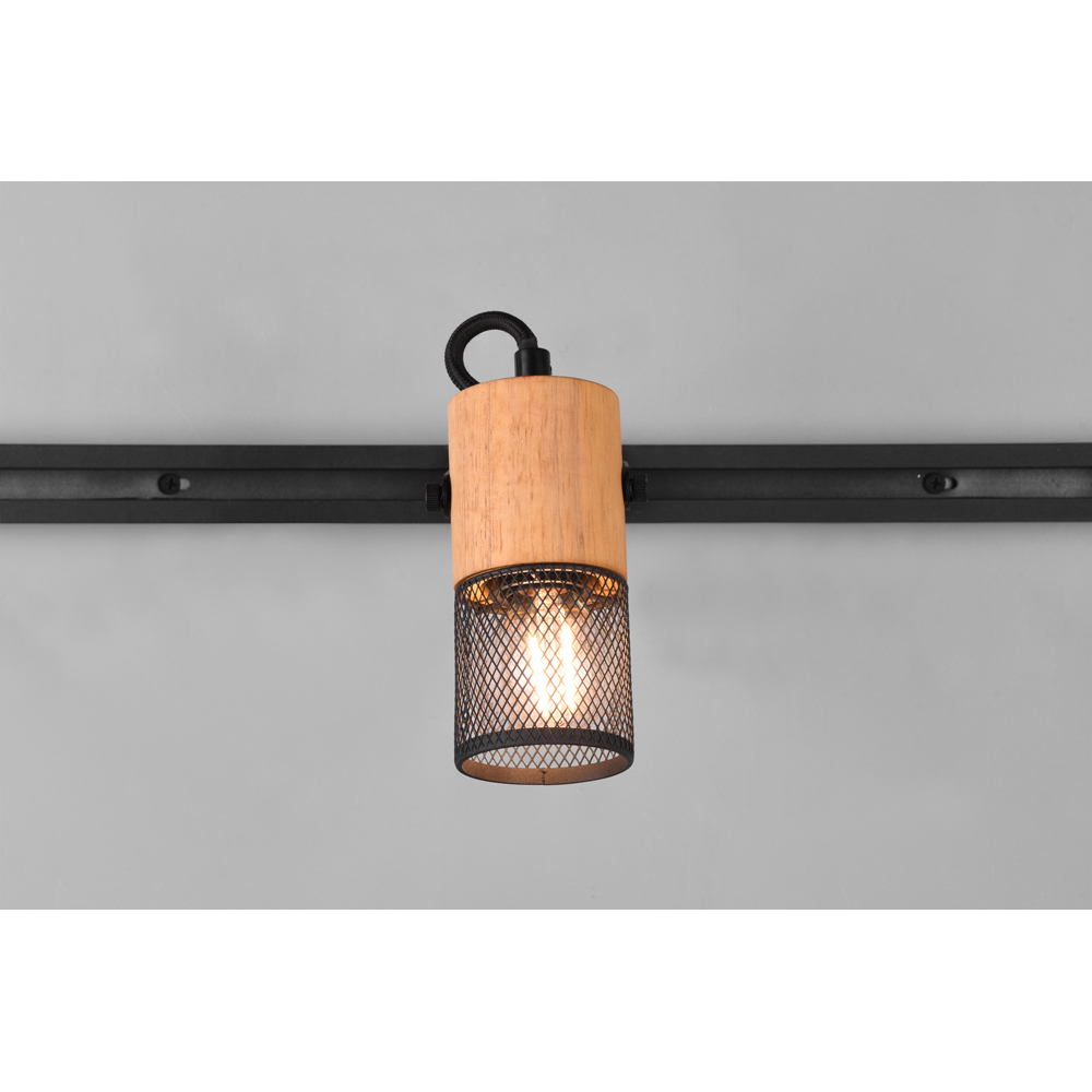 TRIO Tosh Black Matt and Natural Wood Outdoor Light Image 4
