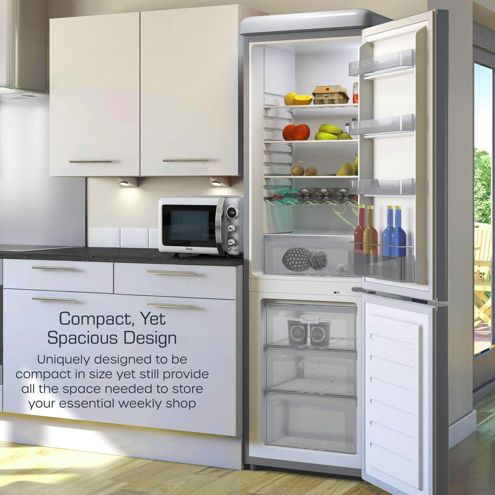 Swan Retro SR11020GRNE Grey 70/30 Compact 304L Fridge Freezer Image 4