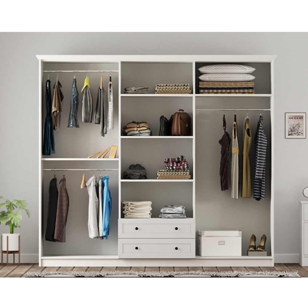 Evu VIENNA XL 6 Doors 2 Drawers White Wardrobe Image 6