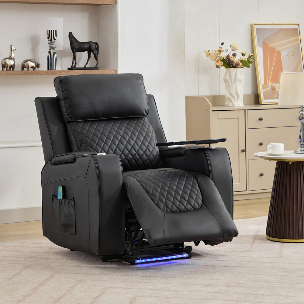 Artemis Home Byron Black Leather Massage and Heat Electric Riser Recliner Chair Image 7