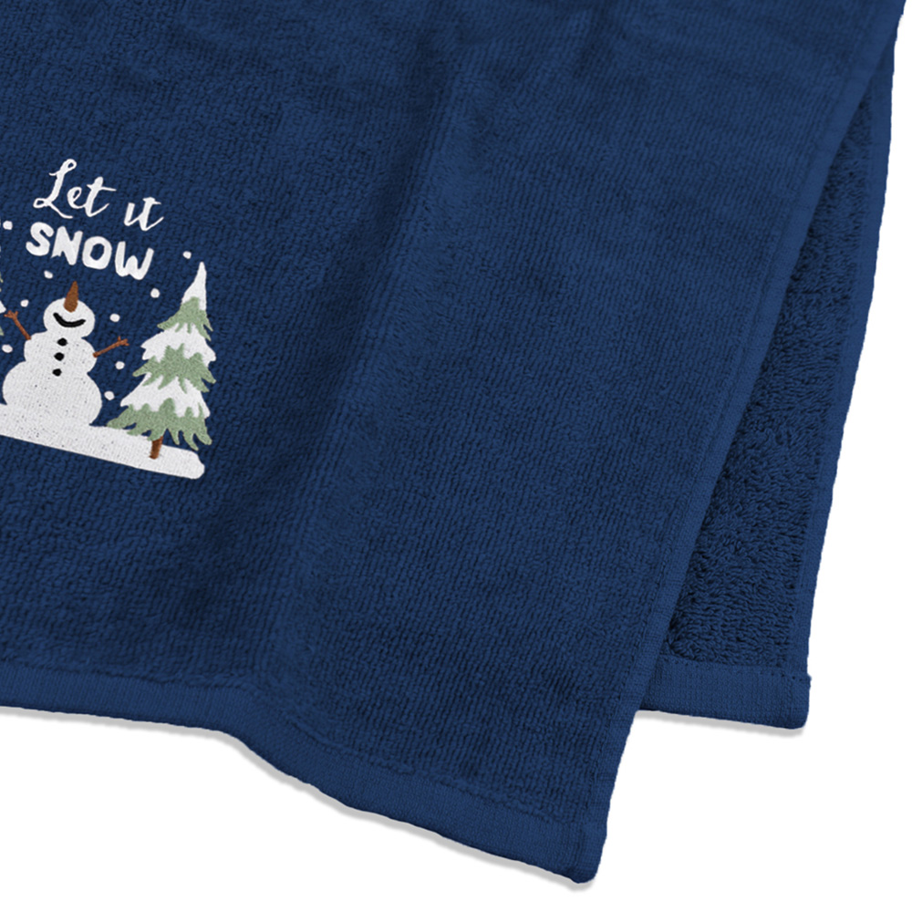 Noel Square Let It Snow Navy Hand Towel 2 Pack Image 4