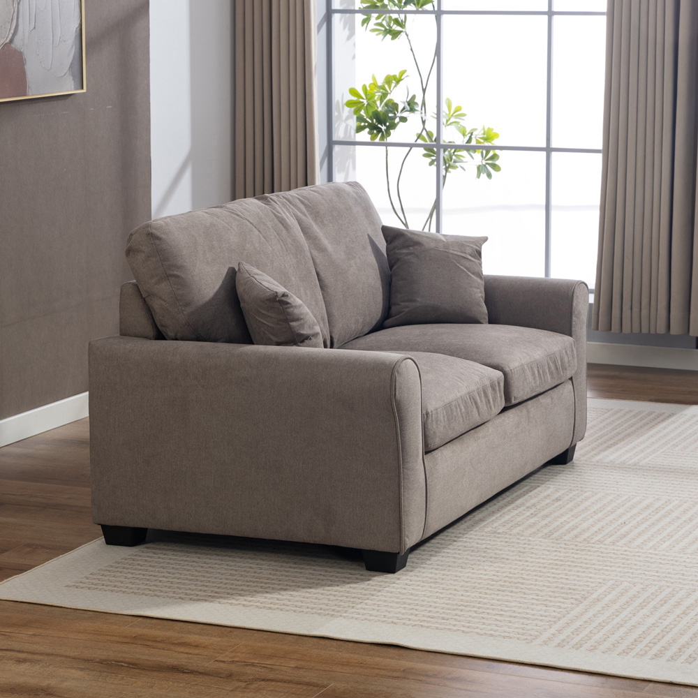 Artemis Home Lewiston 2 Seater Brown Fabric Sofa Bed Image 9