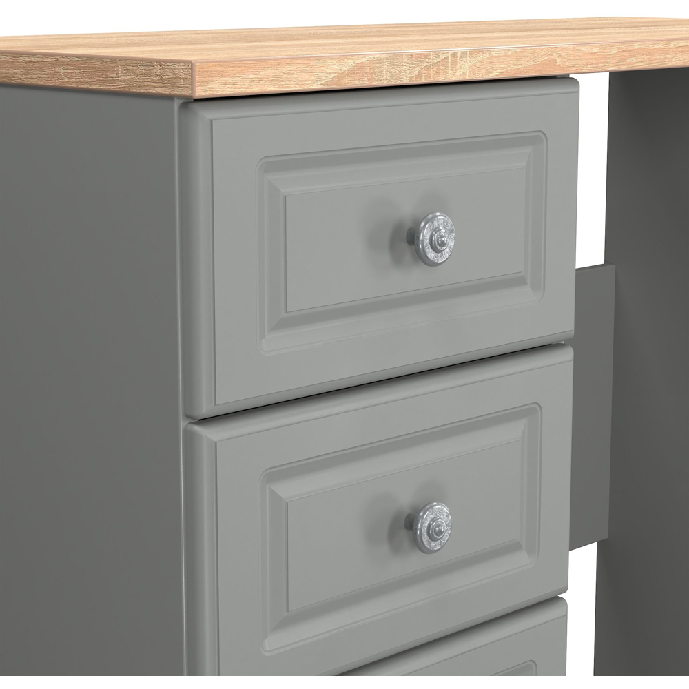 Crowndale Norfolk 3 Drawer Dusk Grey and Bardolino Oak Vanity Dressing Table Ready Assembled Image 5