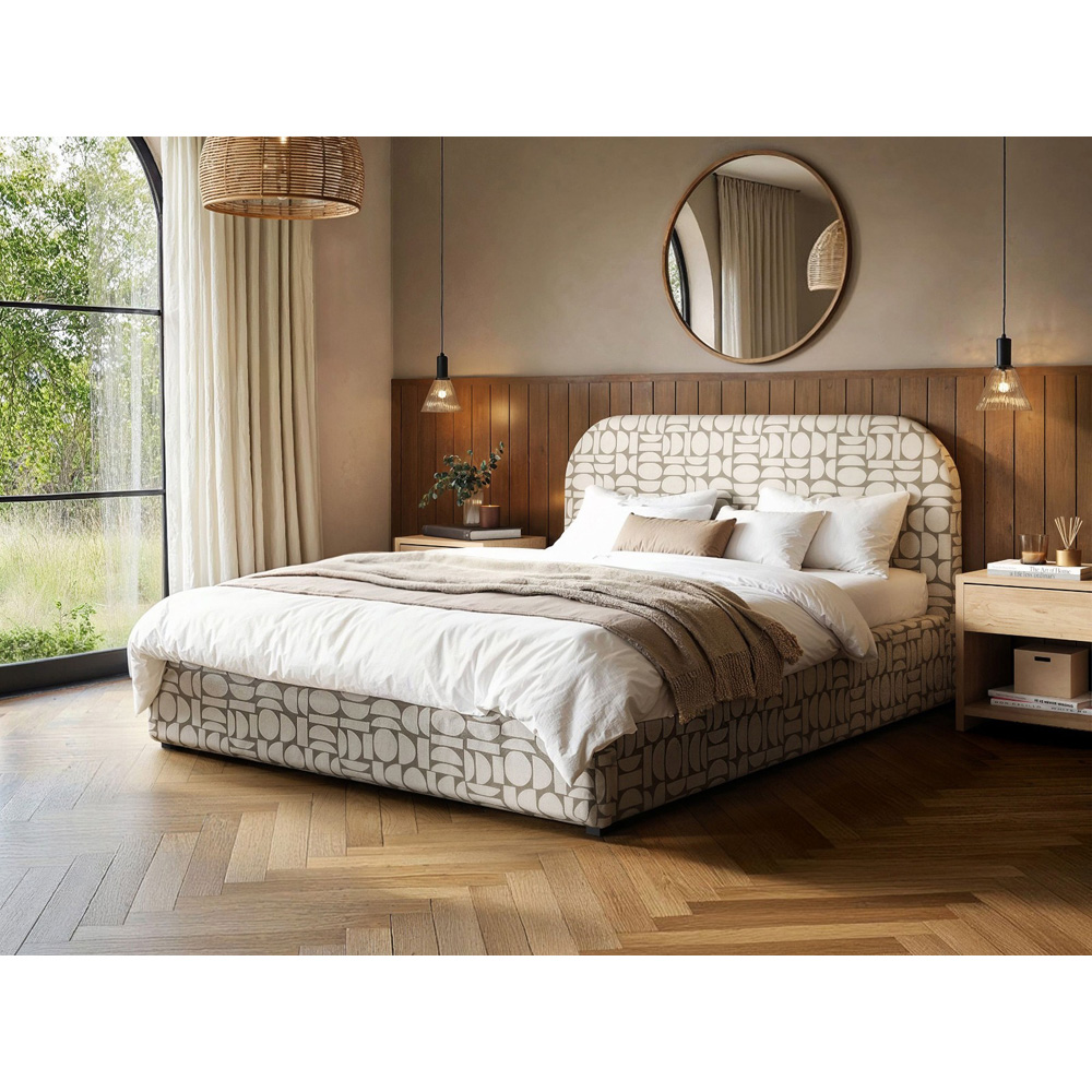 Flair Alba Double Beige Jacquard Pattern Chenille Lift-Up Ottoman Bed Image 5