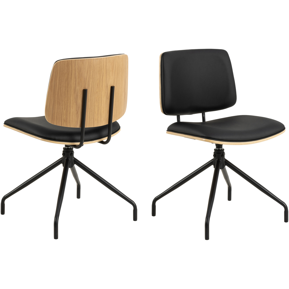 Florence Owen Set of 2 Matt Black Swivel Dining Chair Image 2