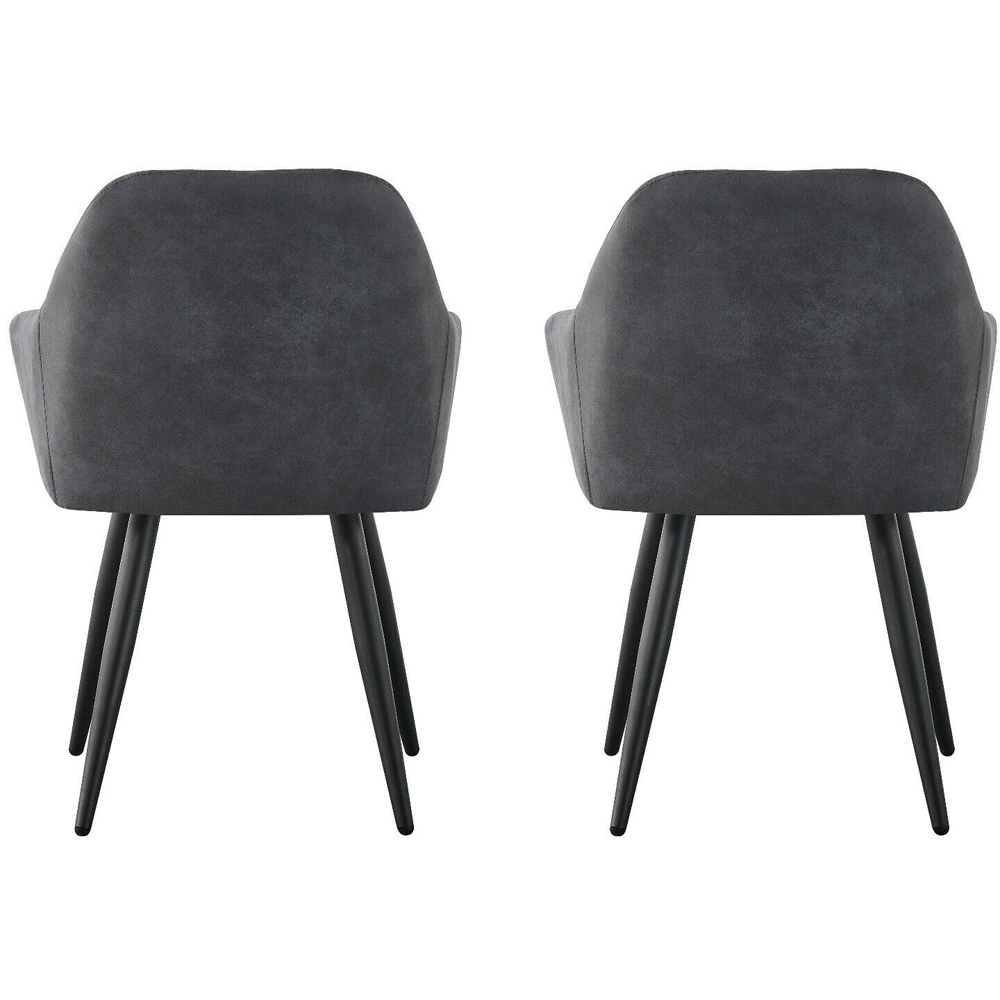 Adrian Set of 2 Dark Grey Suede Faux Leather Dining Chairs Image 5